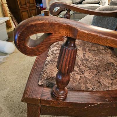 Large Antique Carved Oak Rocker