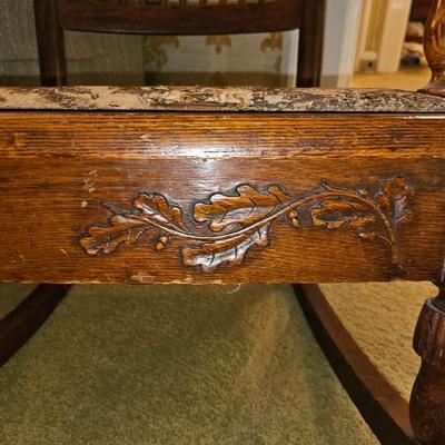 Large Antique Carved Oak Rocker