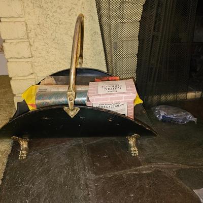 Brass Fireplace Holder with Kindling