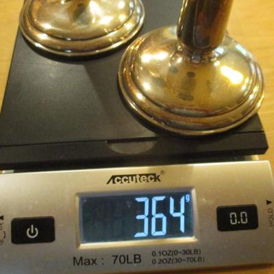 Pair of Sterling Candle Stick Holders 364 grams - A