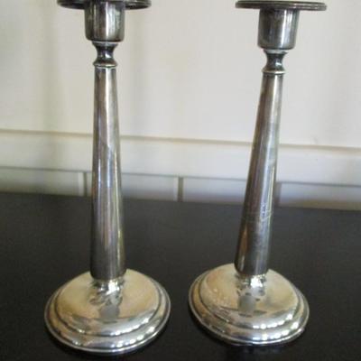 Pair of Sterling Candle Stick Holders 364 grams - A