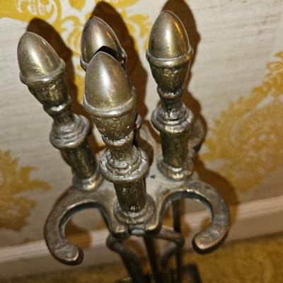 Vintage Brass Fireplace Tool Set