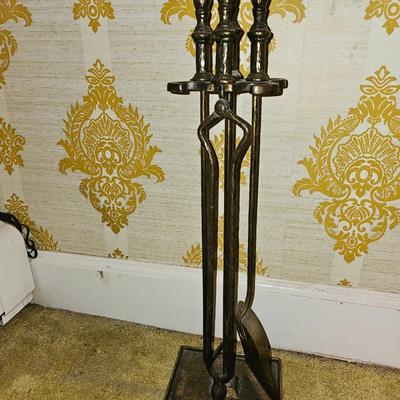Vintage Brass Fireplace Tool Set