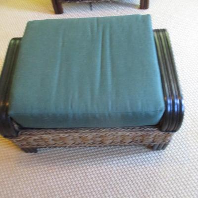 Rattan Ottoman with Cushioned Seat