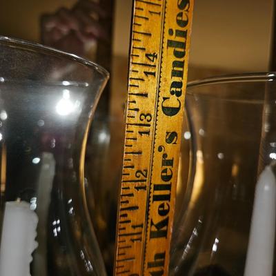 14" Tall Brass Candles with Glass