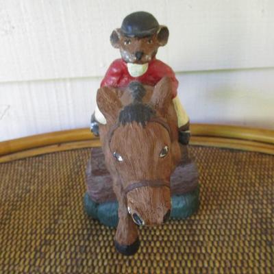 Vintage Talton Composition Resin Figurine Fox Jockey Hunter Jumper on Horse Signed - A