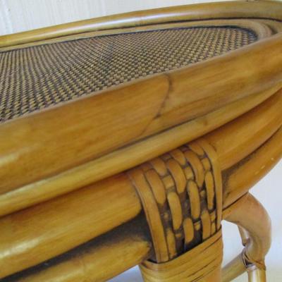Bamboo Wicker Oval Bar Cart - A