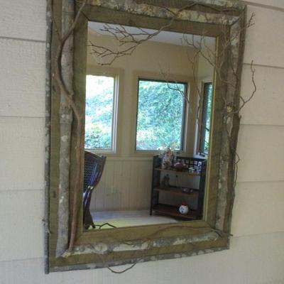 Rustic Wood Framed Mirror - A