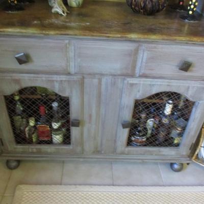 French Country Shabby Chic Buffet Hutch - A