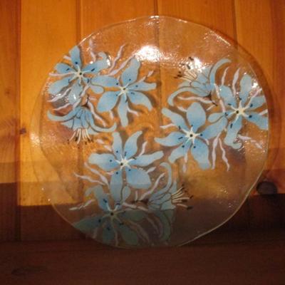 Studio Art Glass Floral Pattern Serving Platter - B