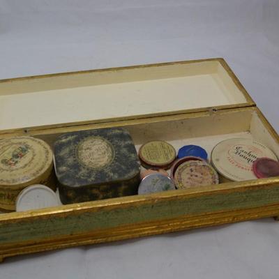 Vintage Gabbanini Trifles Vanity Box Full of Vintage & Antique Makeup Applicators and Containers