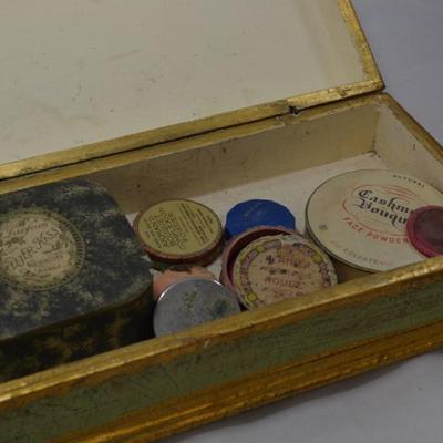 Vintage Gabbanini Trifles Vanity Box Full of Vintage & Antique Makeup Applicators and Containers