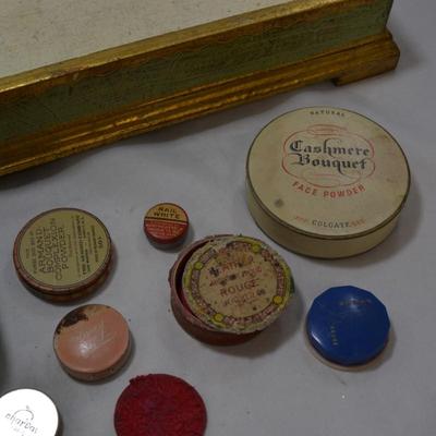 Vintage Gabbanini Trifles Vanity Box Full of Vintage & Antique Makeup Applicators and Containers
