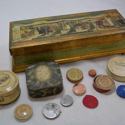 Vintage Gabbanini Trifles Vanity Box Full of Vintage & Antique Makeup Applicators and Containers