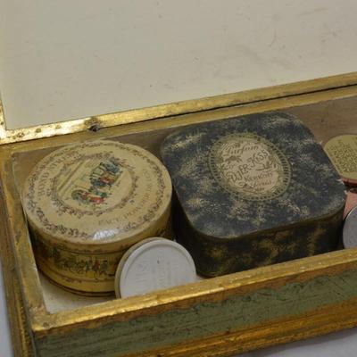 Vintage Gabbanini Trifles Vanity Box Full of Vintage & Antique Makeup Applicators and Containers