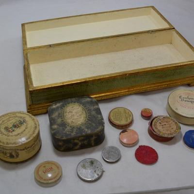 Vintage Gabbanini Trifles Vanity Box Full of Vintage & Antique Makeup Applicators and Containers