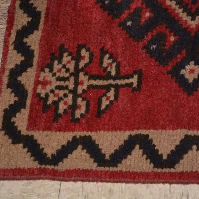 Vintage Woven Wool Geometric Entry Way Rug AS IS 47"x32"