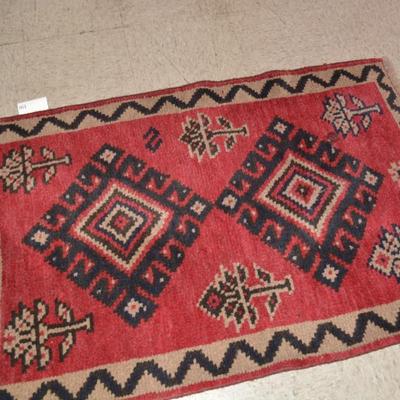 Vintage Woven Wool Geometric Entry Way Rug AS IS 47"x32"