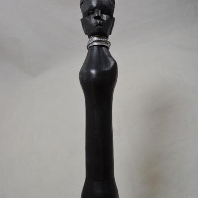 Hand Carved Snake and Head Wood Walking Stick Kenya 36.5"