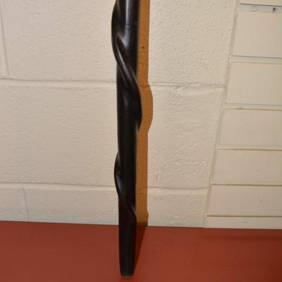 Hand Carved Snake and Head Wood Walking Stick Kenya 36.5"