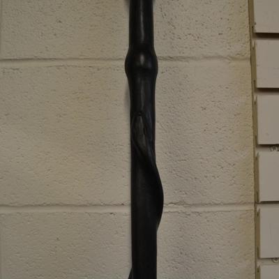 Hand Carved Snake and Head Wood Walking Stick Kenya 36.5"