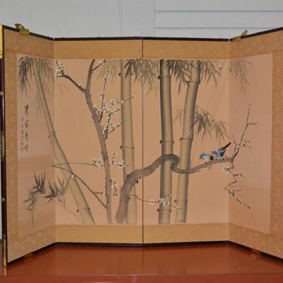 Chinese 4 Panel Folding Screen Hanging Wall Art AS IS