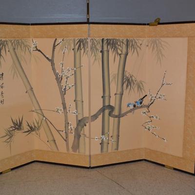 Chinese 4 Panel Folding Screen Hanging Wall Art AS IS