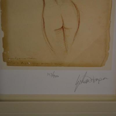 Framed, Matted, and Signed Print Realism Sketch of Woman Posing by Ethan Harper