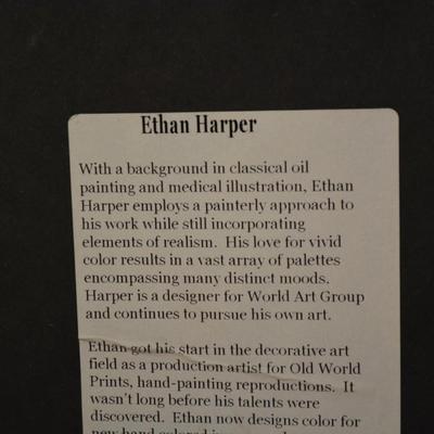 Framed, Matted, and Signed Print Realism Sketch of Woman Posing by Ethan Harper