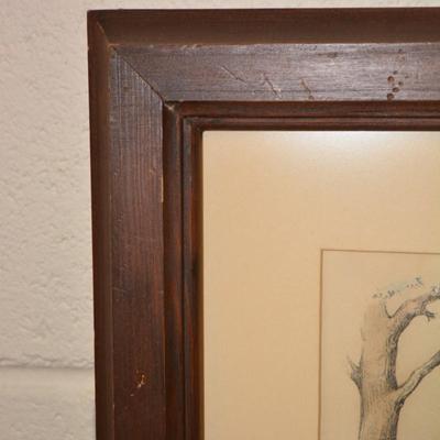 Currier & Ives Print "Laying Back" Framed & Matted 21.5"x17.5"