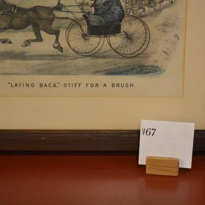 Currier & Ives Print "Laying Back" Framed & Matted 21.5"x17.5"
