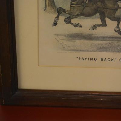 Currier & Ives Print "Laying Back" Framed & Matted 21.5"x17.5"