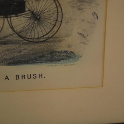 Currier & Ives Print "Laying Back" Framed & Matted 21.5"x17.5"