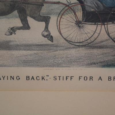 Currier & Ives Print "Laying Back" Framed & Matted 21.5"x17.5"