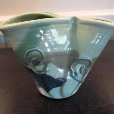 Contemporary Glazed Pottery Bowl with Slip Design by TT Pottery Studios - B