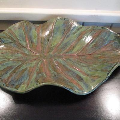 Handmade Pottery Leaf Signed - B