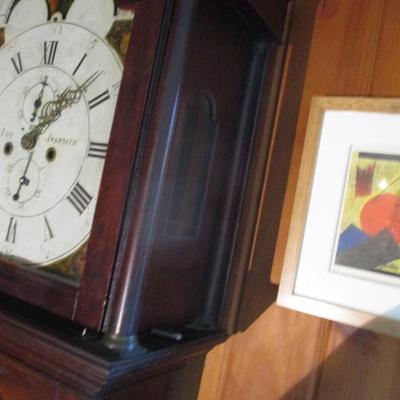 Antique Early Scottish Long Case Mahogany Finish Grandfather Clock - B