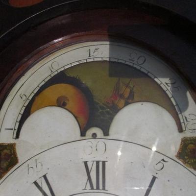 Antique Early Scottish Long Case Mahogany Finish Grandfather Clock - B