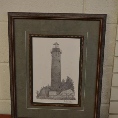 Framed & Matted Lighthouse Print 27/300 by Bruce Lynn Dellinger