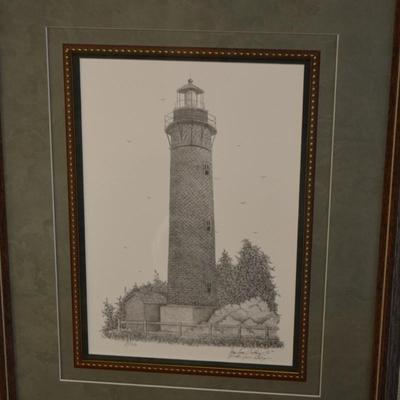 Framed & Matted Lighthouse Print 27/300 by Bruce Lynn Dellinger