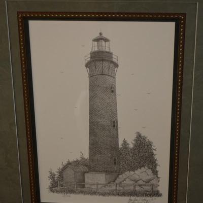 Framed & Matted Lighthouse Print 27/300 by Bruce Lynn Dellinger