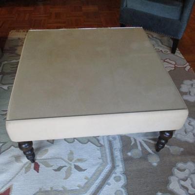 Upholstered Coffee Table With Glass Top - B