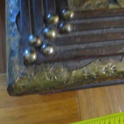 Decorative Wood and Metal Box with Brass Button Accents- B