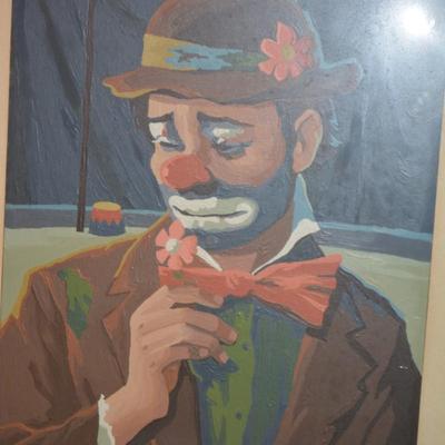 Set of Framed Matching Emmett Kelly Paint by Numbers Paintings