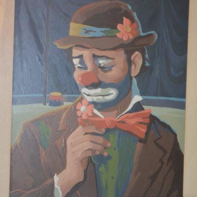 Set of Framed Matching Emmett Kelly Paint by Numbers Paintings