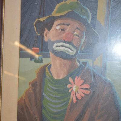 Set of Framed Matching Emmett Kelly Paint by Numbers Paintings