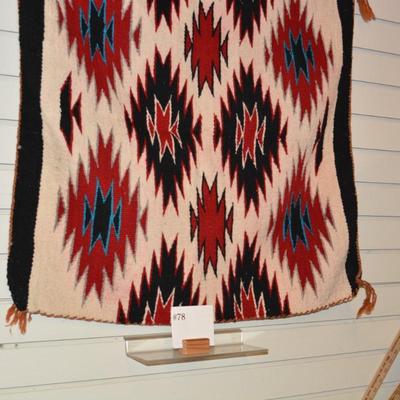 Navajo Style Wool Rug/Wall Hanging Measures 31"x26"