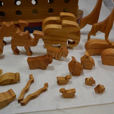 Hand Crafted Wooden Noah's Ark w/ Animals