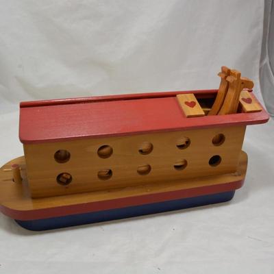 Hand Crafted Wooden Noah's Ark w/ Animals