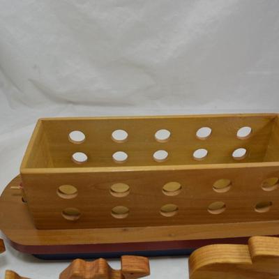 Hand Crafted Wooden Noah's Ark w/ Animals